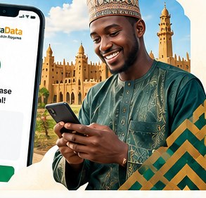 Nigerian customer using a smartphone for digital services